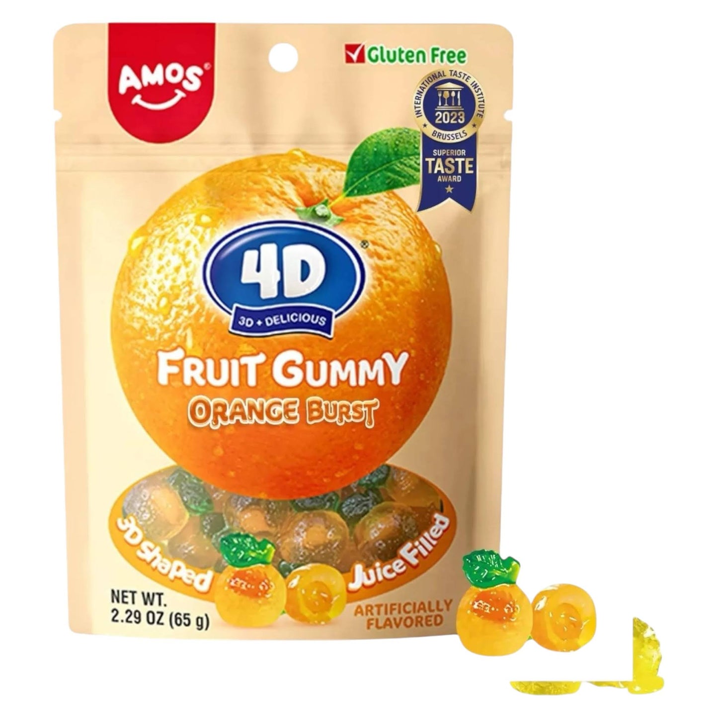 Amos 4D Fruit Gummy Orange Burst - 65g - Caribou Candy