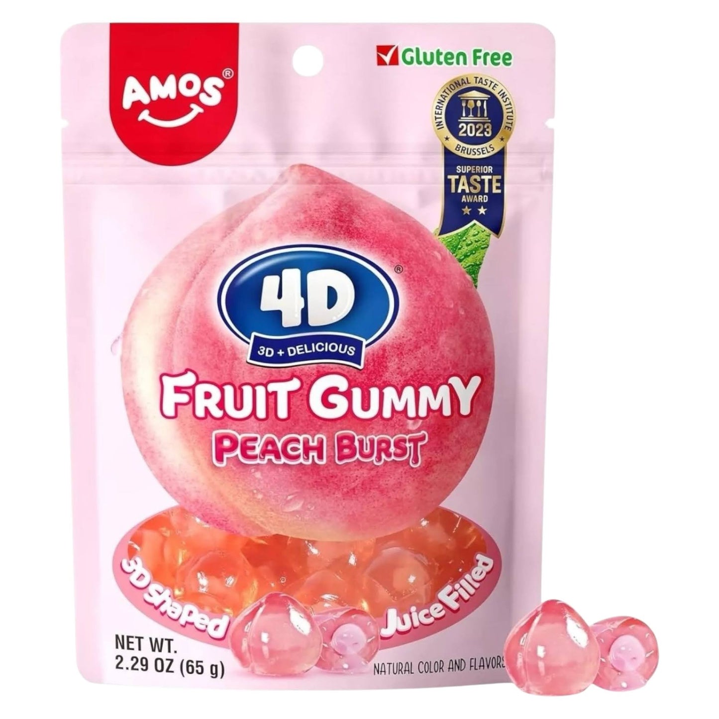 Amos 4D Fruit Gummy Peach Burst - 65g - Caribou Candy