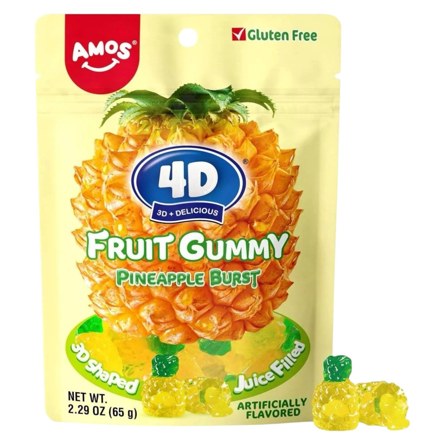 Amos 4D Fruit Gummy Pineapple Burst - 65g - Caribou Candy