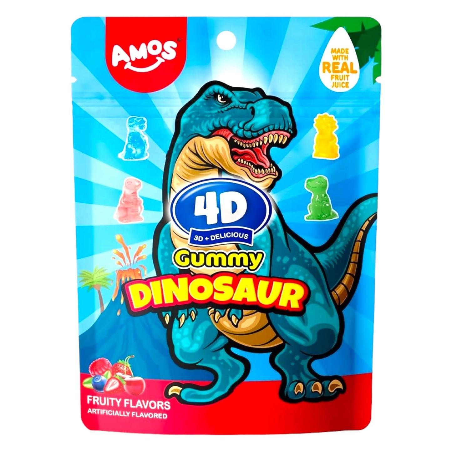 Amos 4D Gummy Dinosaurs - 65g - Gummy Sweets - Amos