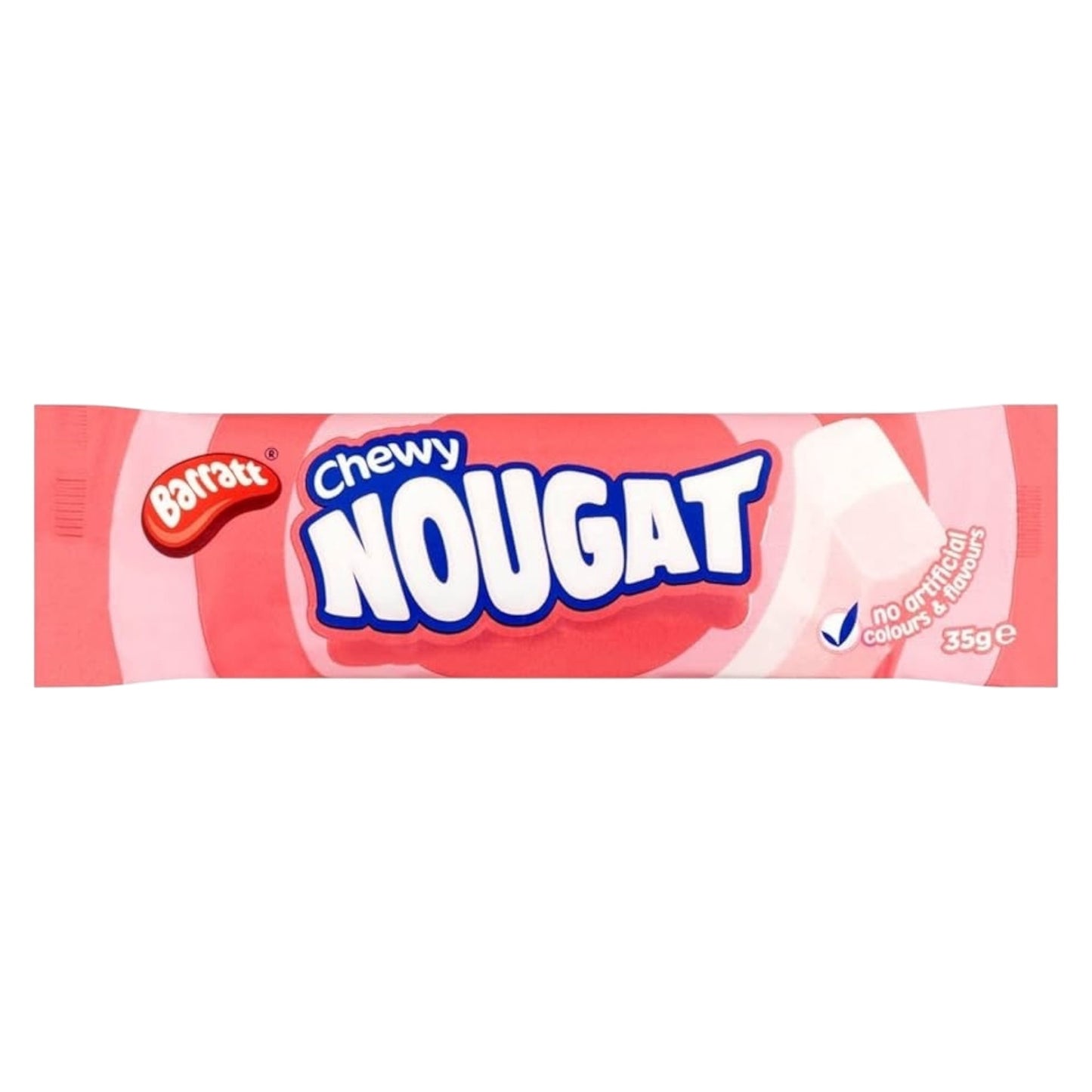 Bar of Barratt Chewy Nougat on a white background