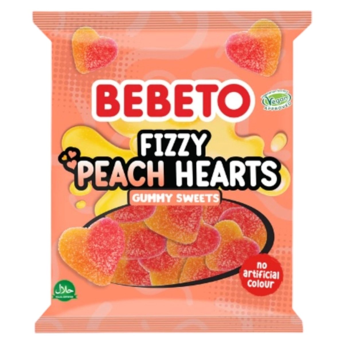 Bebeto Fizzy Peach Hearts - Gummy Sweets - Bebeto