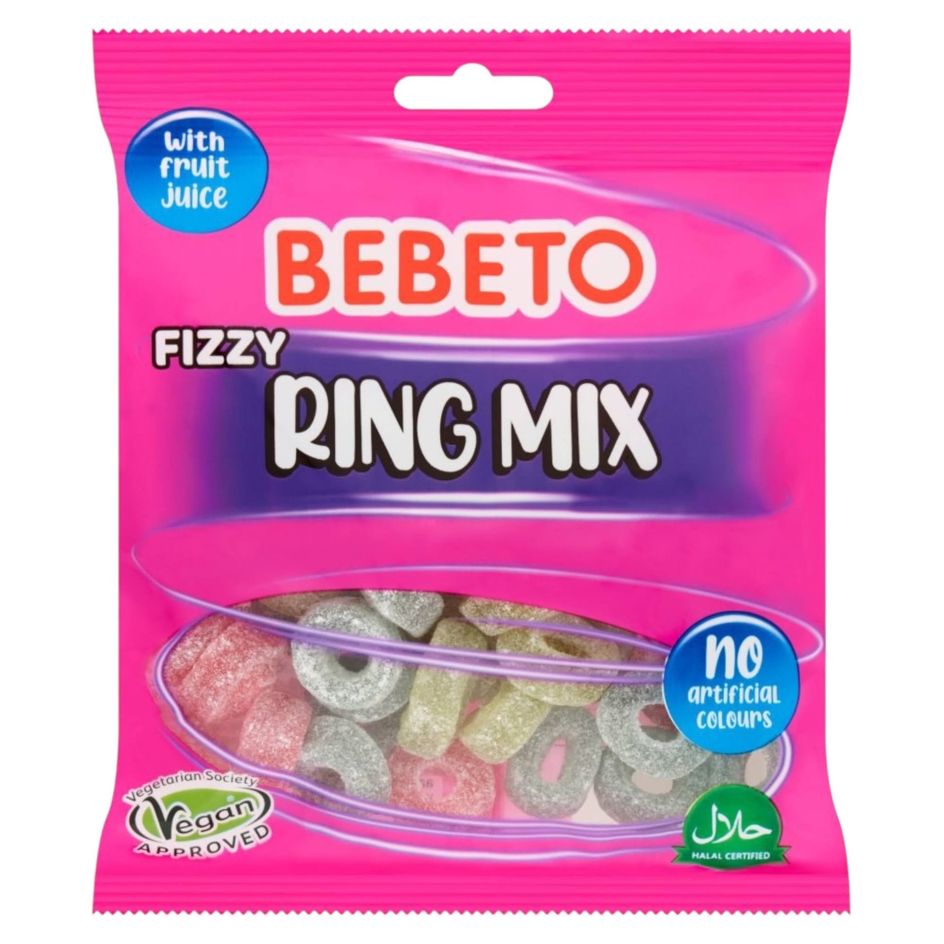 Bebeto Fizzy Ring Mix - Share Bag - Gummy Sweets - Bebeto