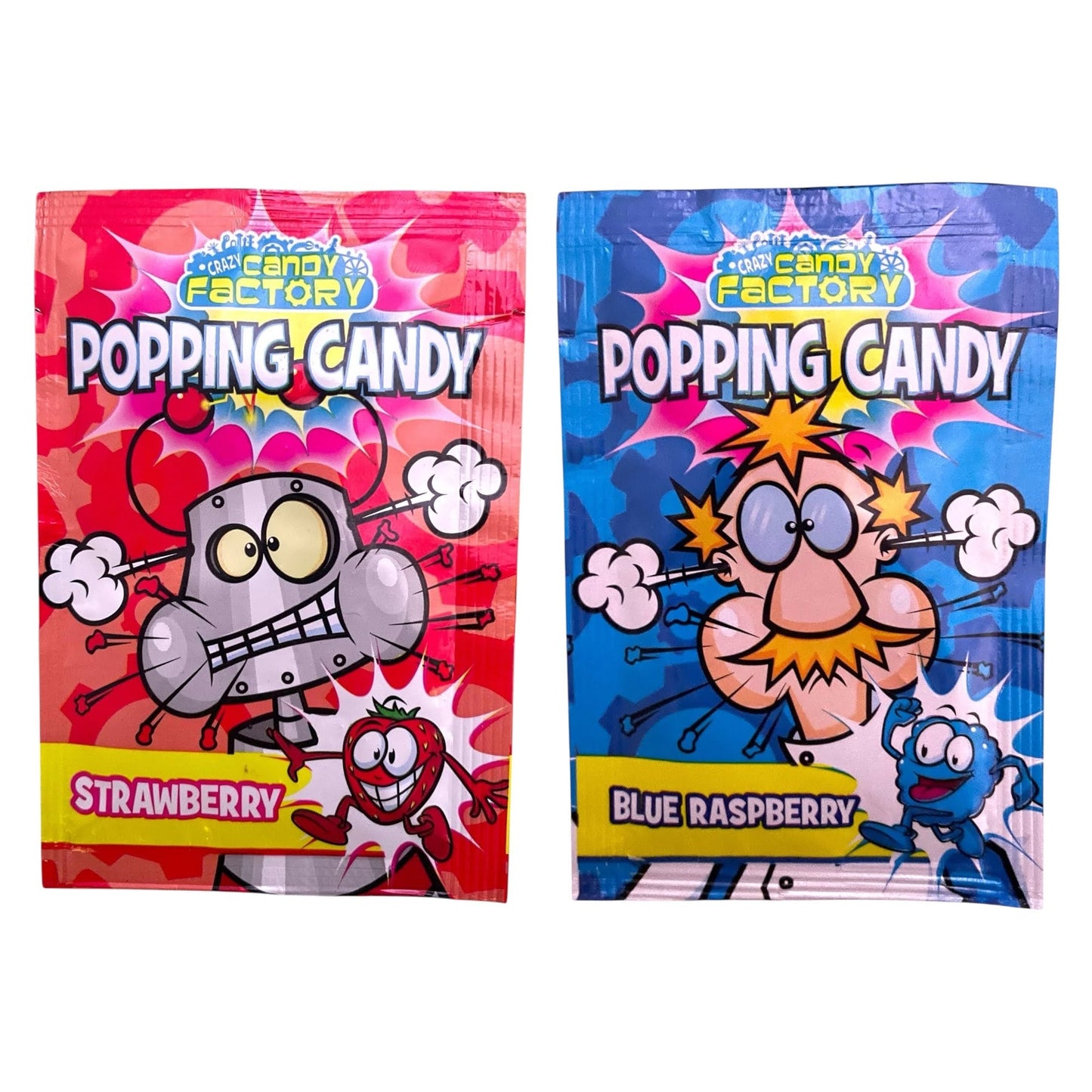 Crazy Candy Factory Strawberry & Blue Raspberry Popping Candy - Caribou Candy