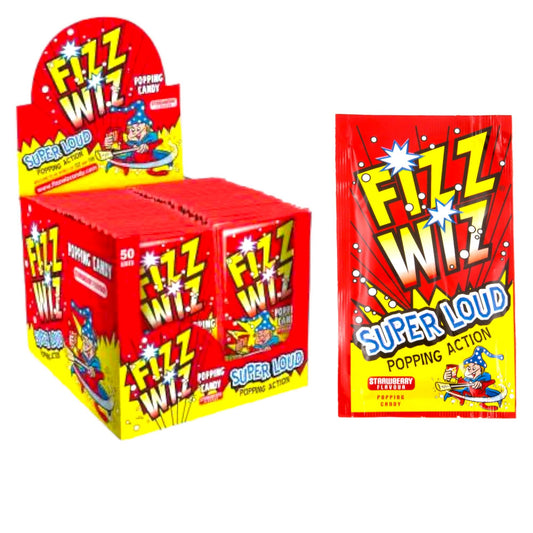 Fizz Wiz Strawberry - Box (50 Packs) - Popping Candy - Fizz Wiz