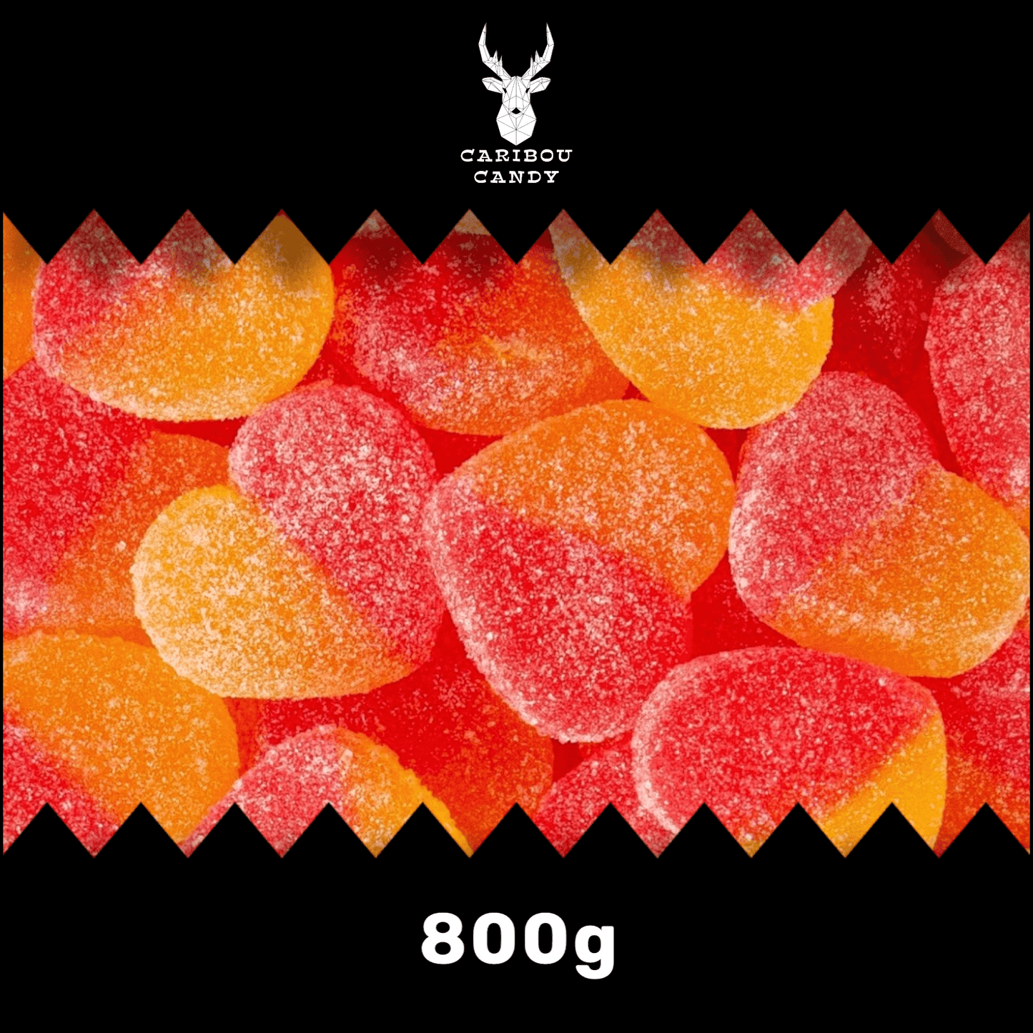 Fizzy Peach Hearts - Gummy Sweets - Caribou Candy