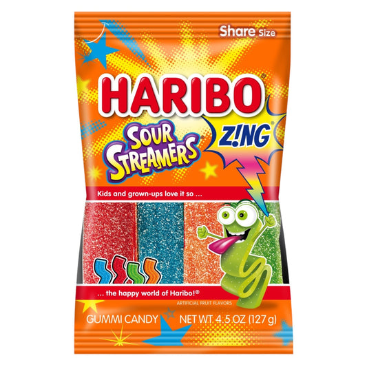 Haribo Sour Streamers Zing - Gummy Fizzy Sweets - Haribo