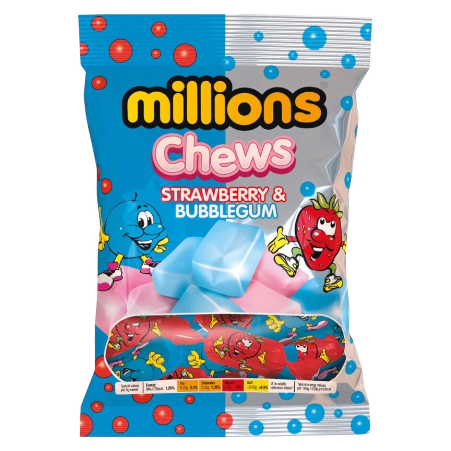 Millions Chews Strawberry & Bubblegum - Share Bag - Caribou Candy