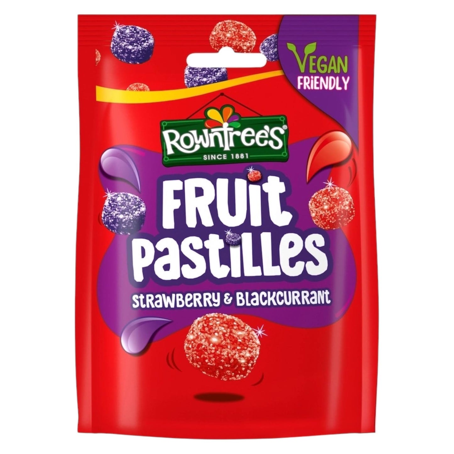 Rowntree's Fruit Pastilles – Strawberry & Blackcurrant - Gummy Sweets - Rowntree's