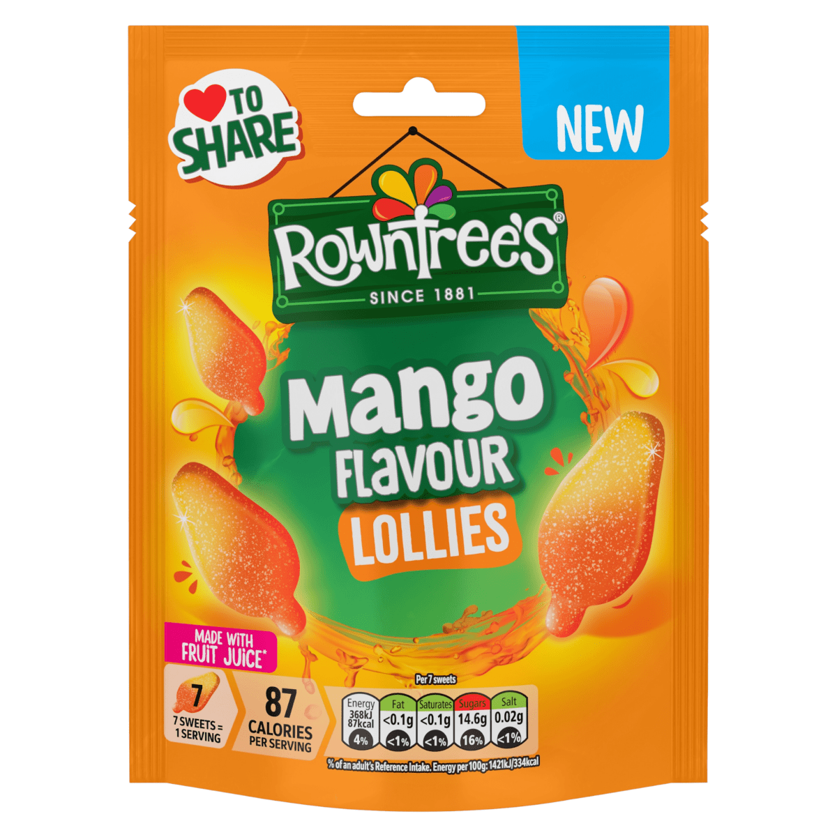 Rowntree’s Mango Lollies - Gummy Sweets - Rowntree's