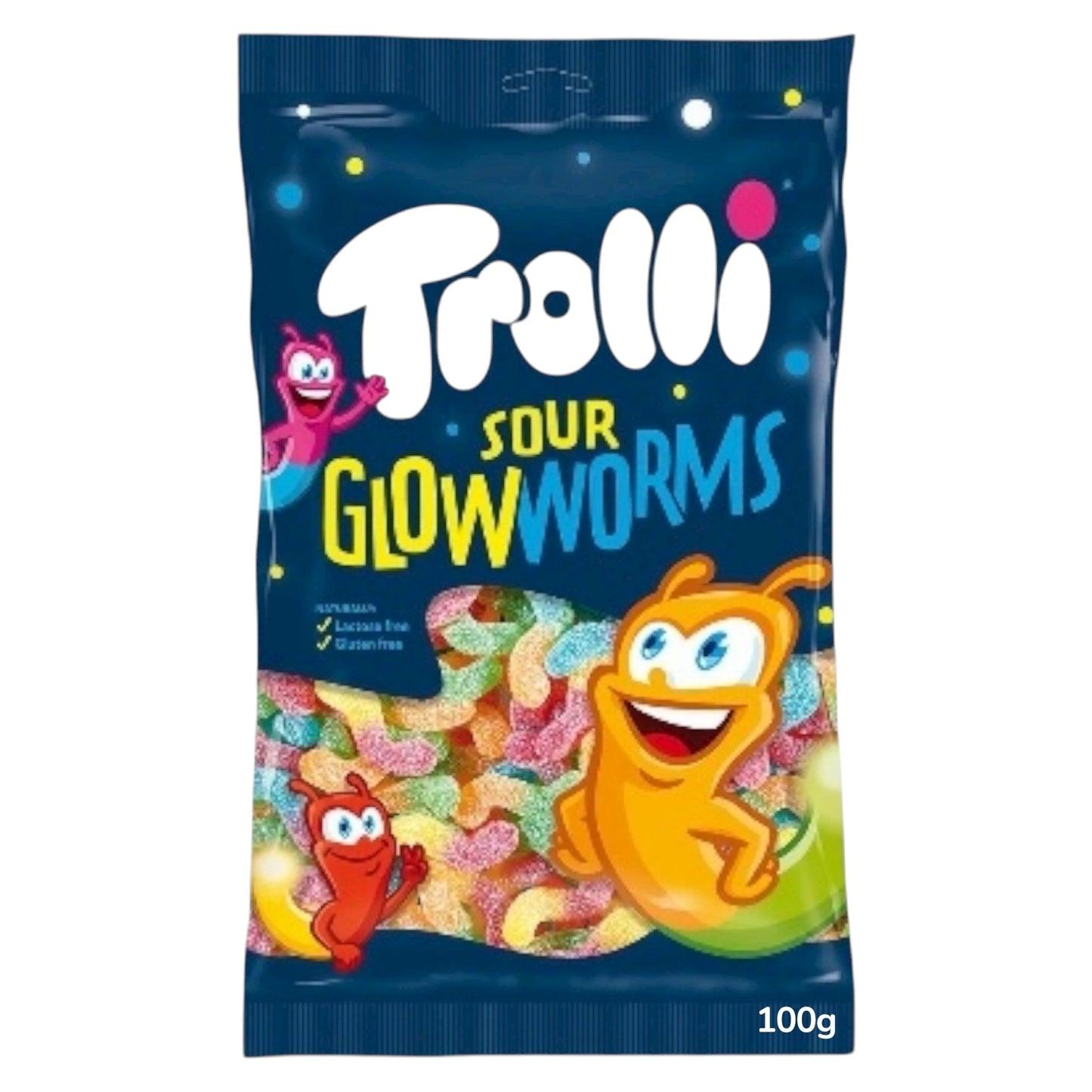 Trolli Sour Glowworms - 100g - Gummy Fizzy Sweets - Trolli