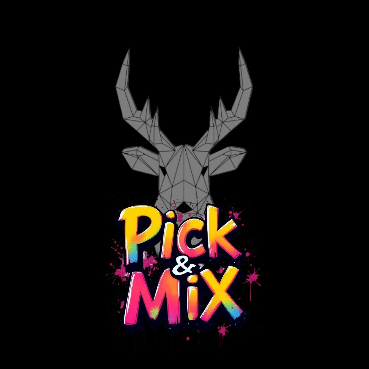 Caribou Candy Pick & Mix Logo - colourful text on a black background