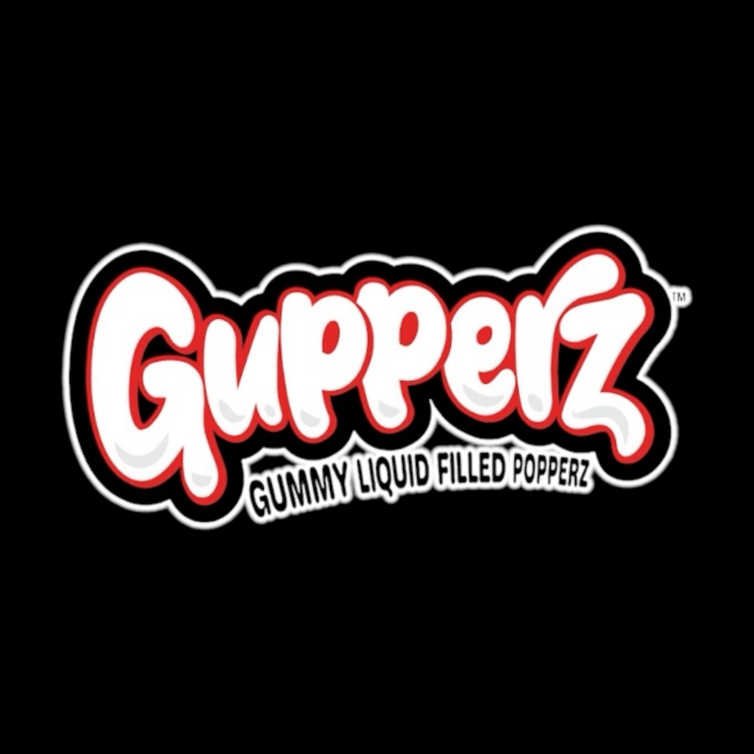 Gupperz Text Logo on a Black Background