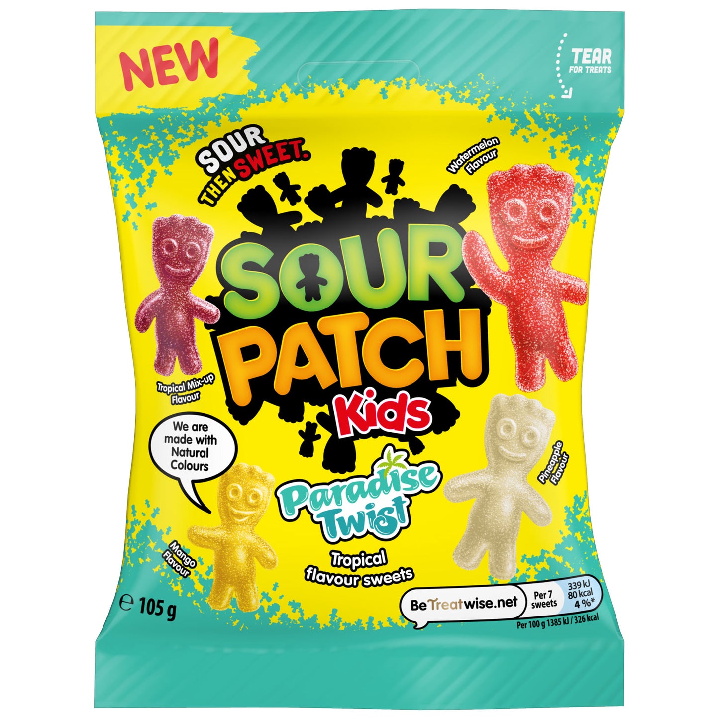 Sour Patch Kids Paradise Twist Tropical Gummy Sweets 105g