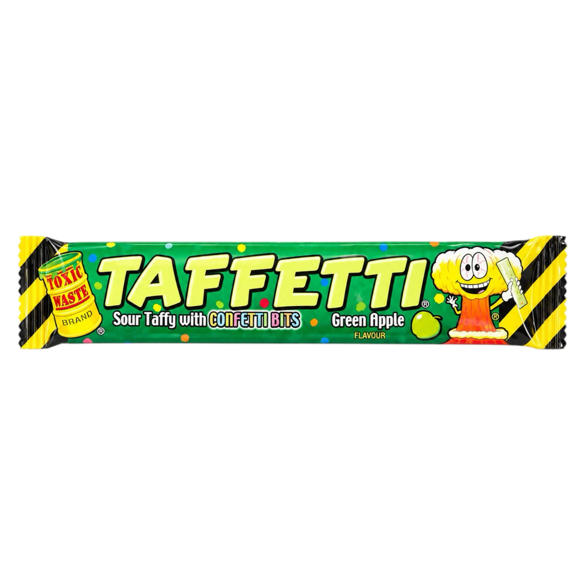 Toxic Waste Taffetti Green Apple Sour Taffy Bar 20g - Chew Bar - Toxic Waste