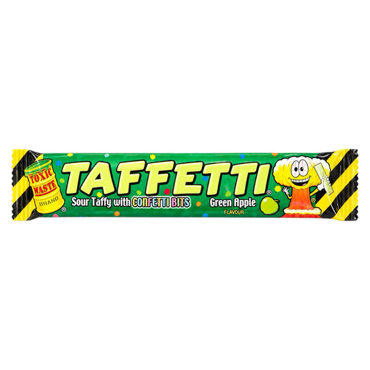 Toxic Waste Taffetti Green Apple Sour Taffy Bar 20g - Chew Bar - Toxic Waste