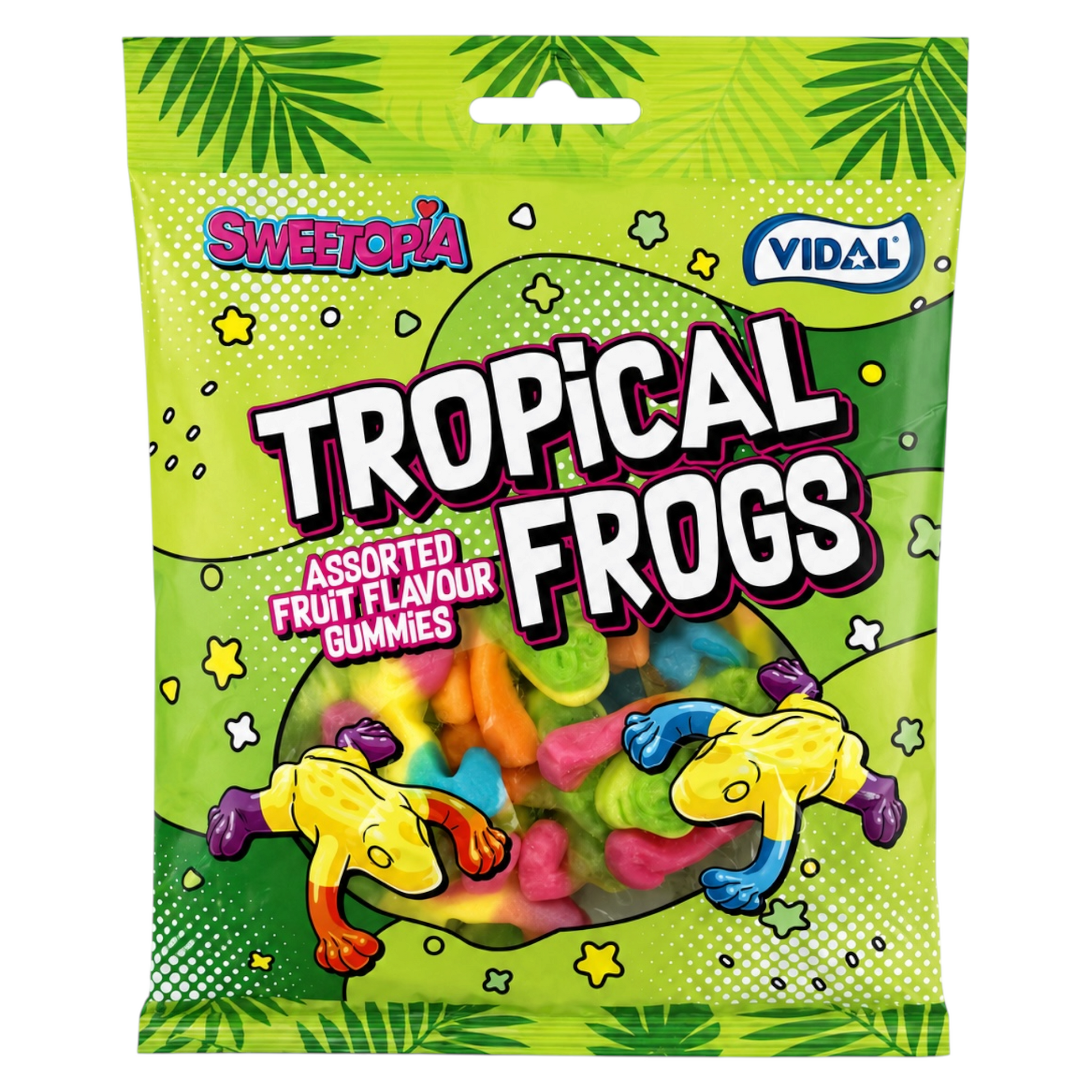 Vidal Sweetopia Tropical Frogs 140g bag - frog-shaped assorted fruit flavour gummies