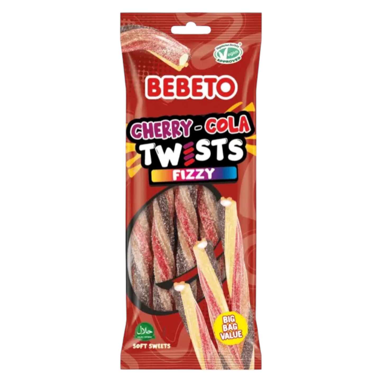 Bebeto Cherry Cola Twists Fizzy Soft Sweets 180g - Gummy Sweets - Bebeto