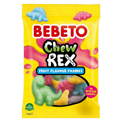 Bebeto Chew Rex Dinosaur Fruit & Bubblegum Foam Sweets 130g - Gummy Sweets - Bebeto