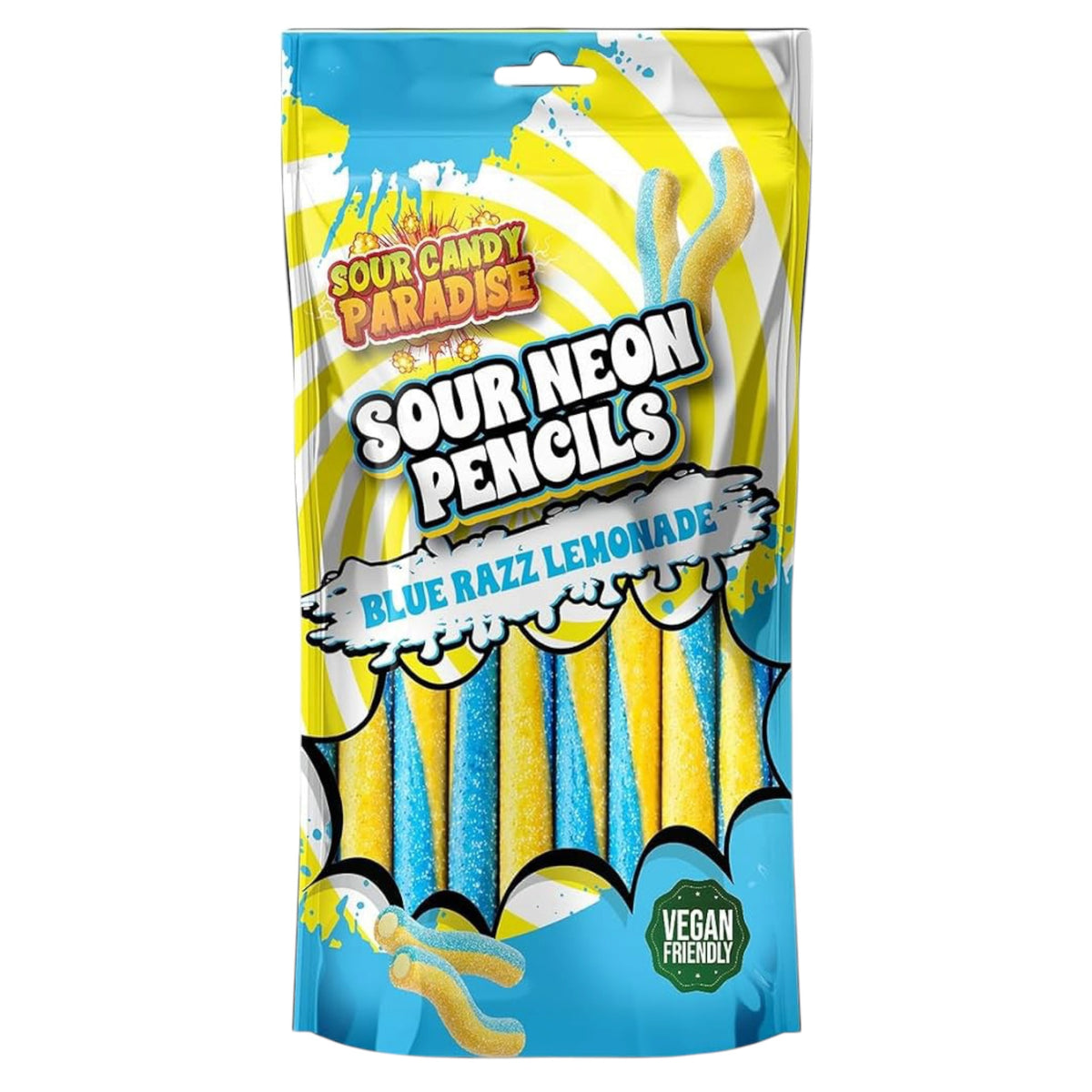 Candy Paradise Sour Neon Pencils Blue Razz Lemonade 130g pack