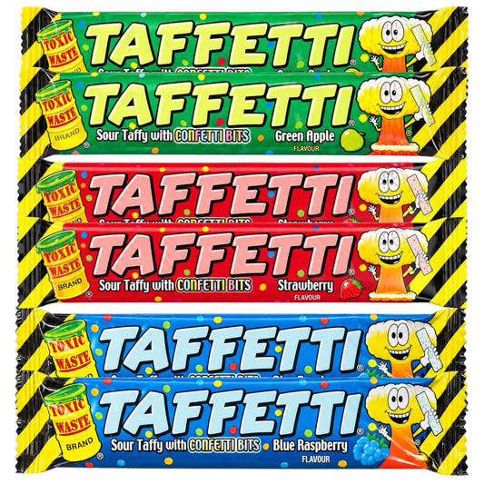 Toxic Waste Taffetti Sour Taffy Bars 6 Bar Mixed Bundle - Chew Bar - Toxic Waste