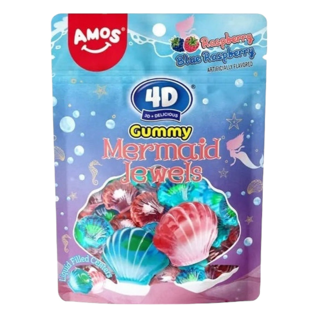 Amos 4D Mermaid Jewels – Fruity Gummy Shell Sweets - 65g
