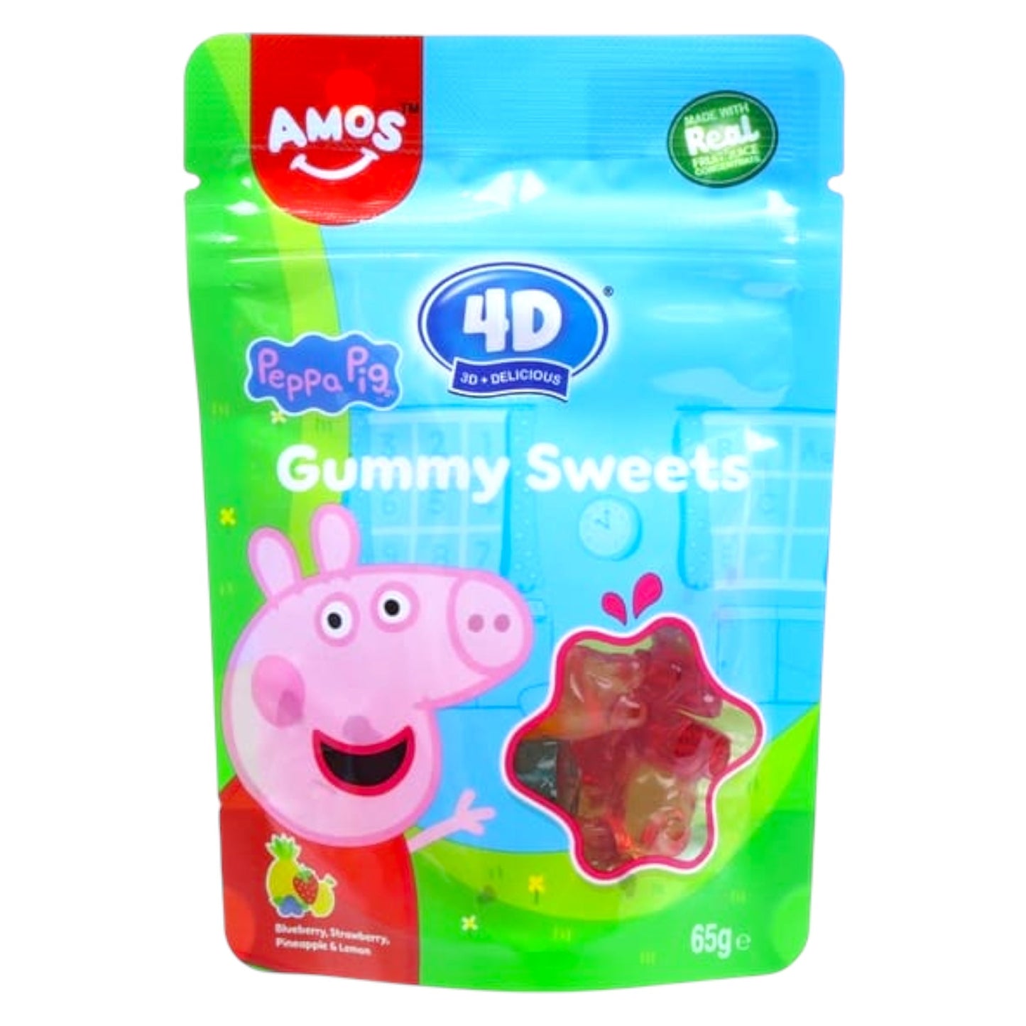 Packaging of 4D Gummy Sweets featuring Peppa Pig on a white background