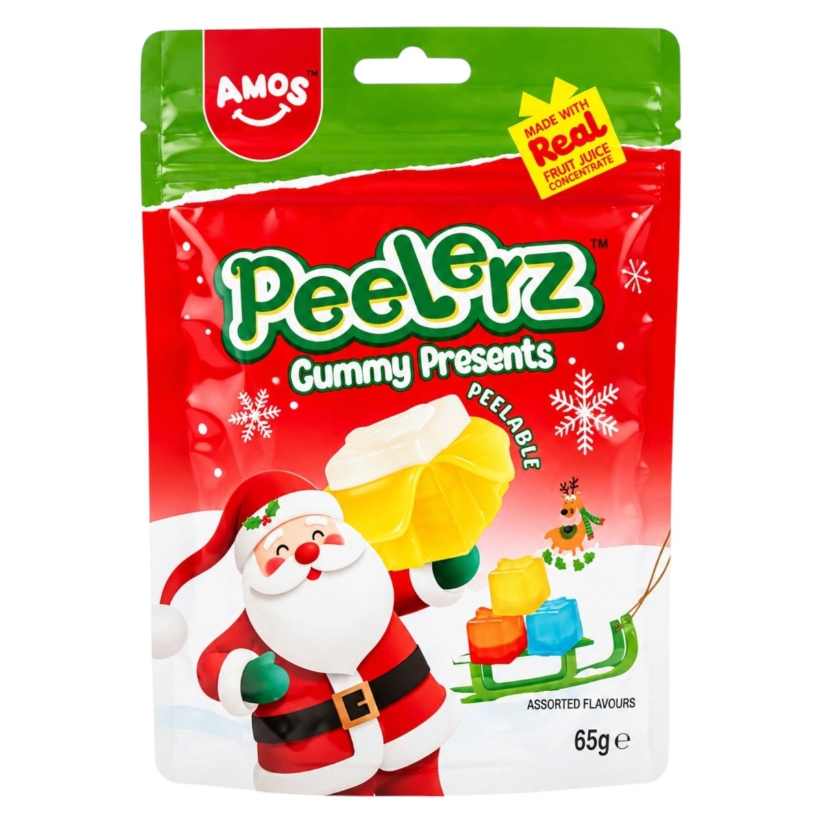 Amos Peelerz Christmas Gummy Presents 65g bag
