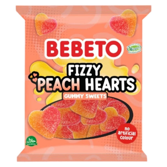 Bebeto Fizzy Peach Hearts - Gummy Sweets - Bebeto