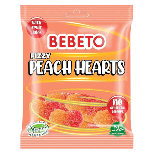 Bebeto Fizzy Peach Hearts – Share Bag - Caribou Candy