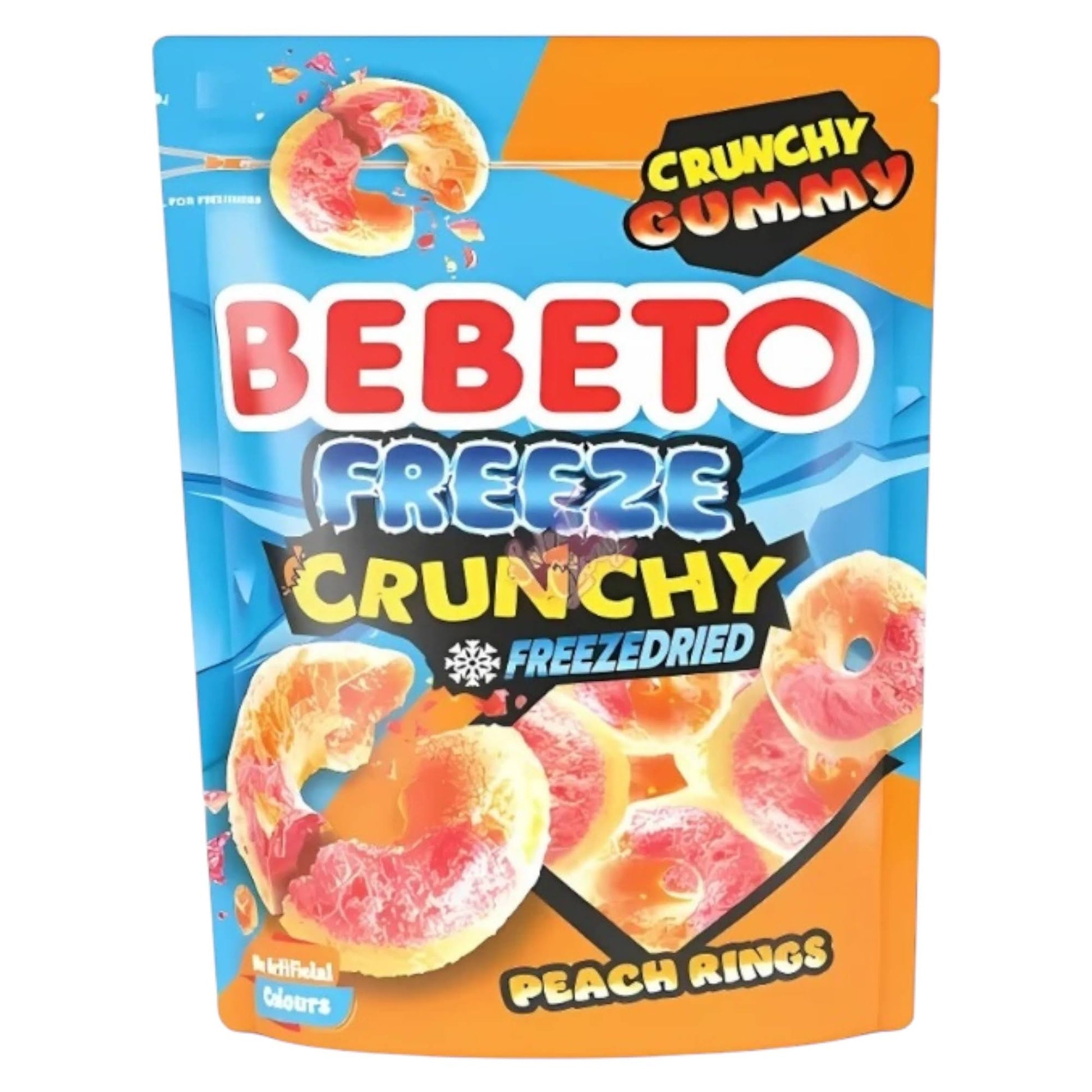 Bebeto Freeze Dried Crunchy Peach Rings - Share Bag - Caribou Candy