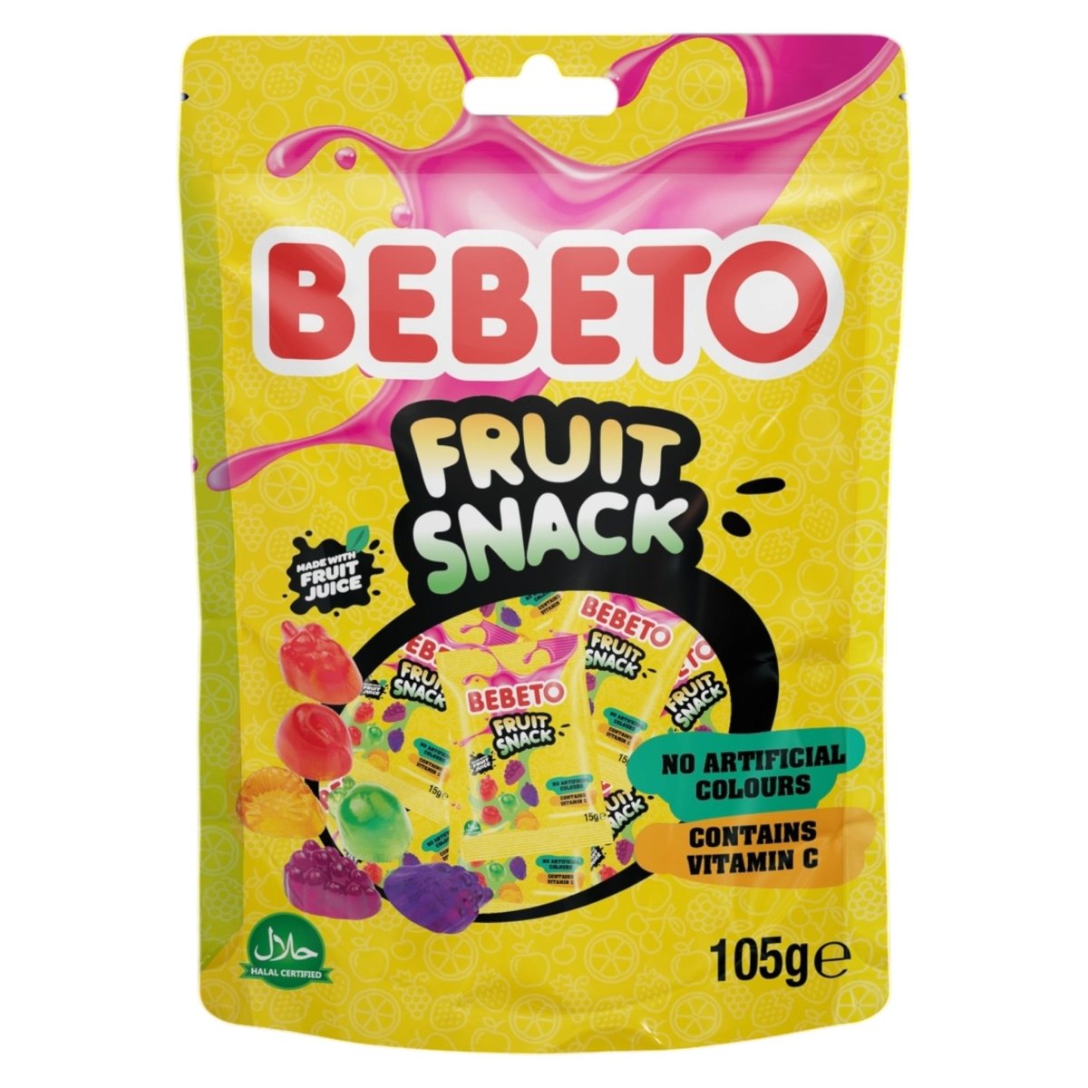 Bebeto Fruit Snack - 7 Mini Bags - Gummy Sweets - Bebeto