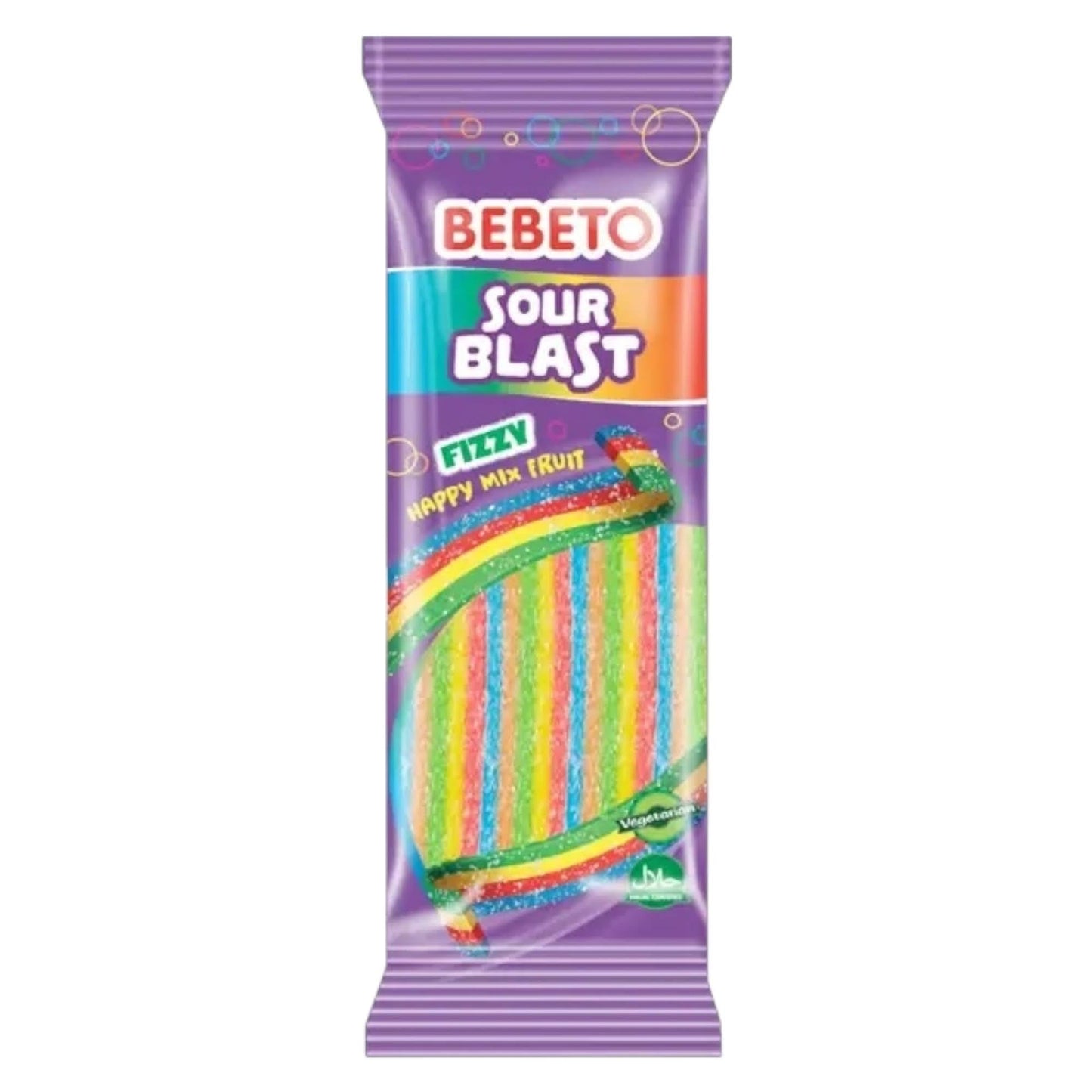 Bebeto Sour Blast Fizzy Rainbow Belts - Share Bag - Caribou Candy