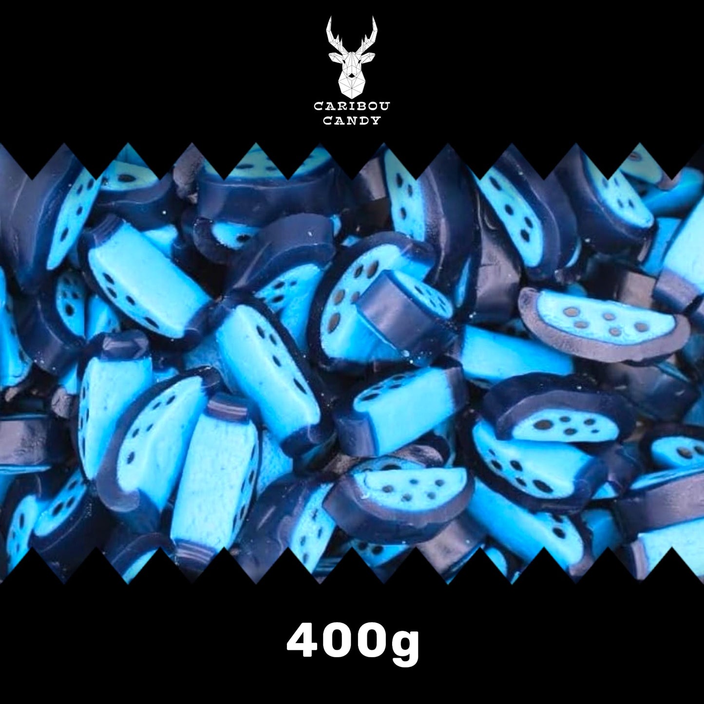 Blue Raspberry Peel Slices - Liquorice Slices - Caribou Candy