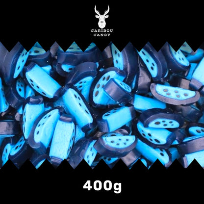 Blue Raspberry Peel Slices - Liquorice Slices - Caribou Candy