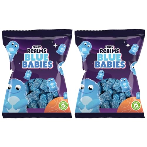 Candy Realms Blue Babies Gummy Fizzy Sugar Coated Sweets 190g - 1x Share Bag - Caribou Candy