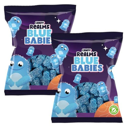 Candy Realms Blue Babies Gummy Fizzy Sugar Coated Sweets 190g - 1x Share Bag - Caribou Candy