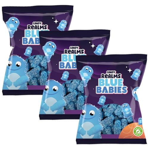 Candy Realms Blue Babies Gummy Fizzy Sugar Coated Sweets 190g - 1x Share Bag - Caribou Candy