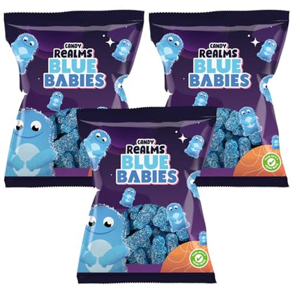 Candy Realms Blue Babies Gummy Fizzy Sugar Coated Sweets 190g - 1x Share Bag - Caribou Candy