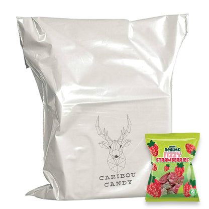 Candy Realms Fizzy Strawberries Gummy Sugar Coated Sweets 190g - 1x Share Bag - Caribou Candy