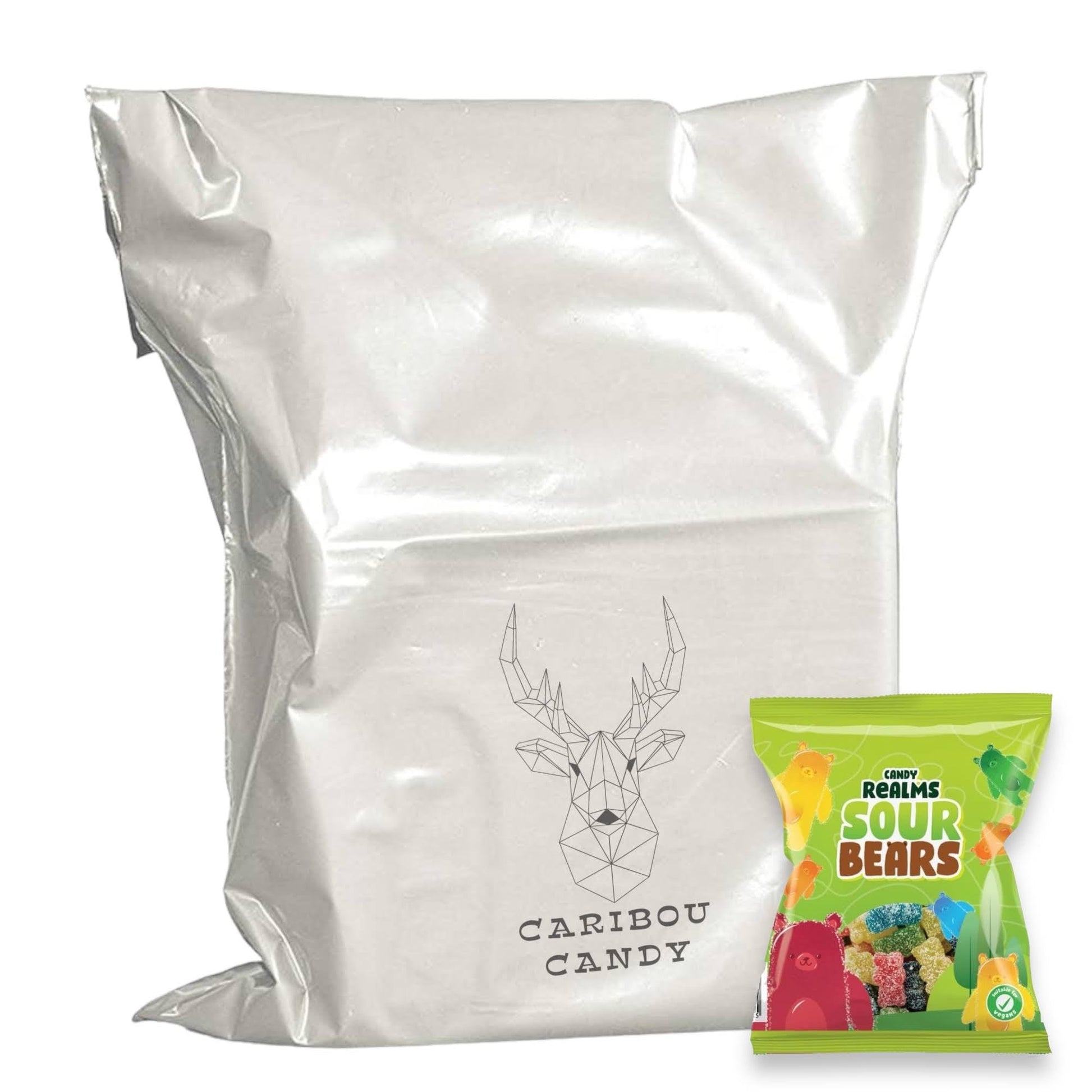 Candy Realms Sour Bears Gummy Fizzy Sugar Coated Sweets 190g - 1x Share Bag - Caribou Candy