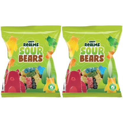 Candy Realms Sour Bears Gummy Fizzy Sugar Coated Sweets 190g - 1x Share Bag - Caribou Candy