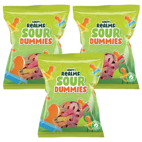 Candy Realms Sour Dummies Gummy Fizzy Sugar Coated Sweets 190g - 1x Share Bag - Caribou Candy