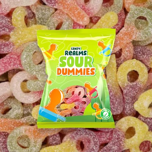 Candy Realms Sour Dummies Gummy Fizzy Sugar Coated Sweets 190g - 1x Share Bag - Caribou Candy