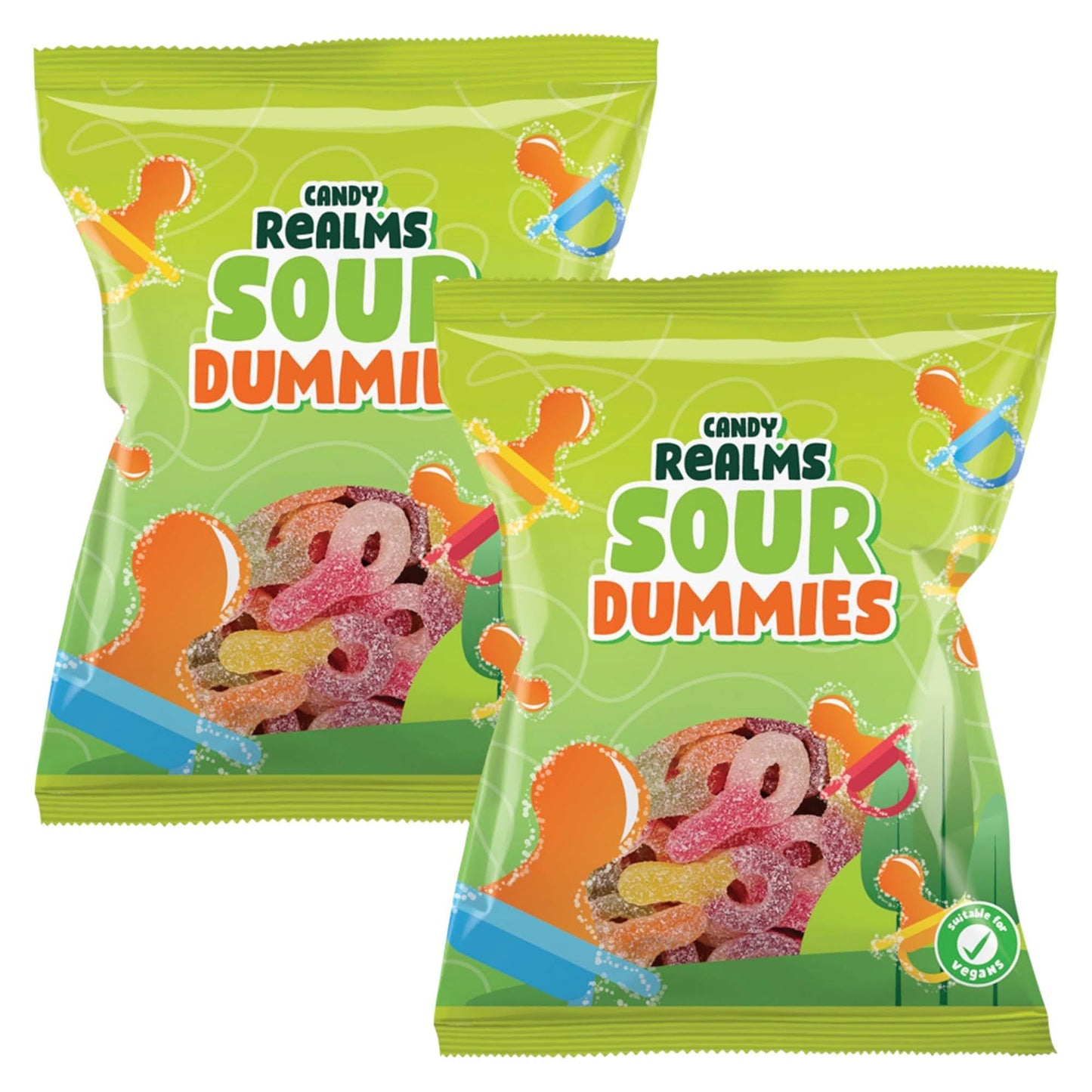 Candy Realms Sour Dummies Gummy Fizzy Sugar Coated Sweets 190g - 1x Share Bag - Caribou Candy