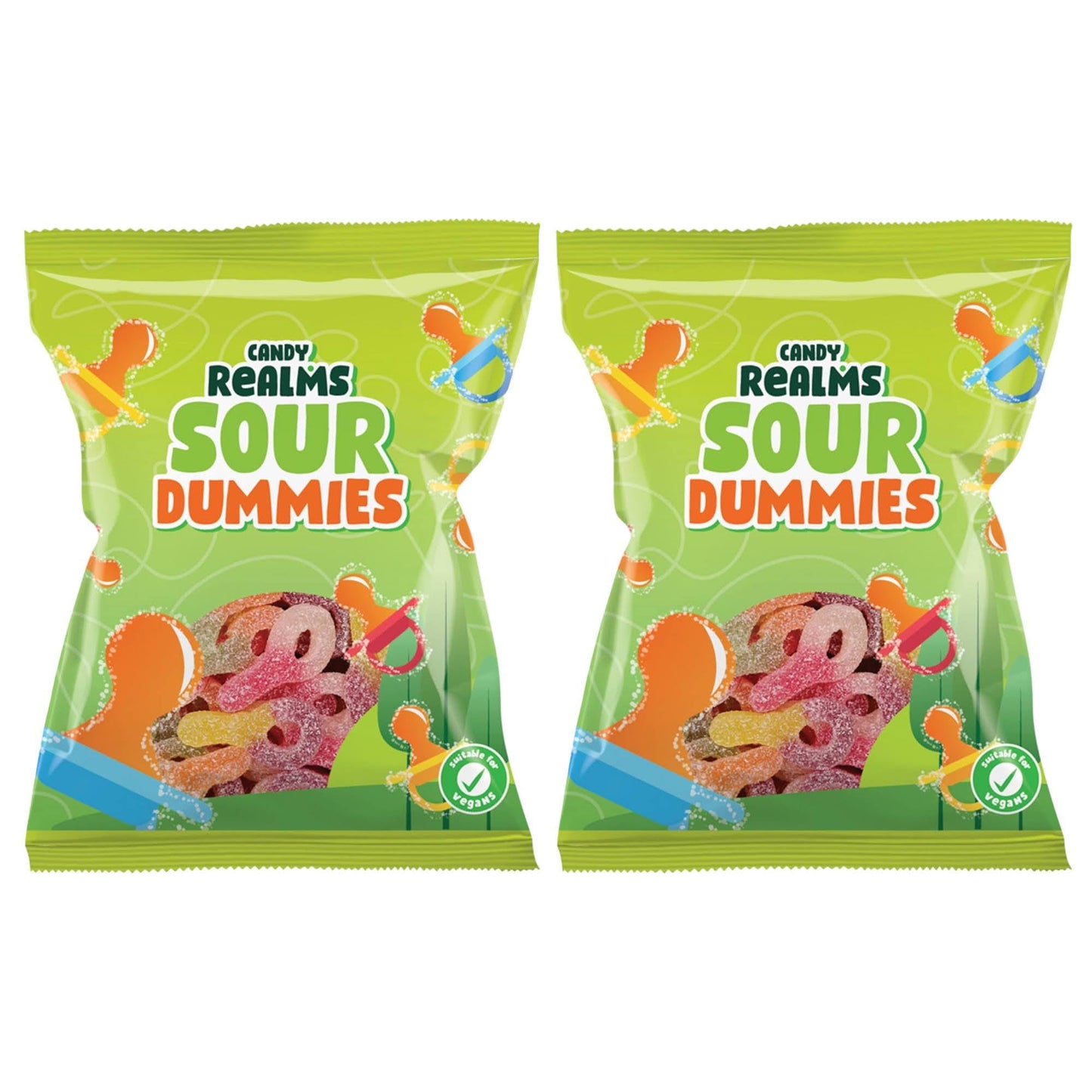 Candy Realms Sour Dummies Gummy Fizzy Sugar Coated Sweets 190g - 1x Share Bag - Caribou Candy