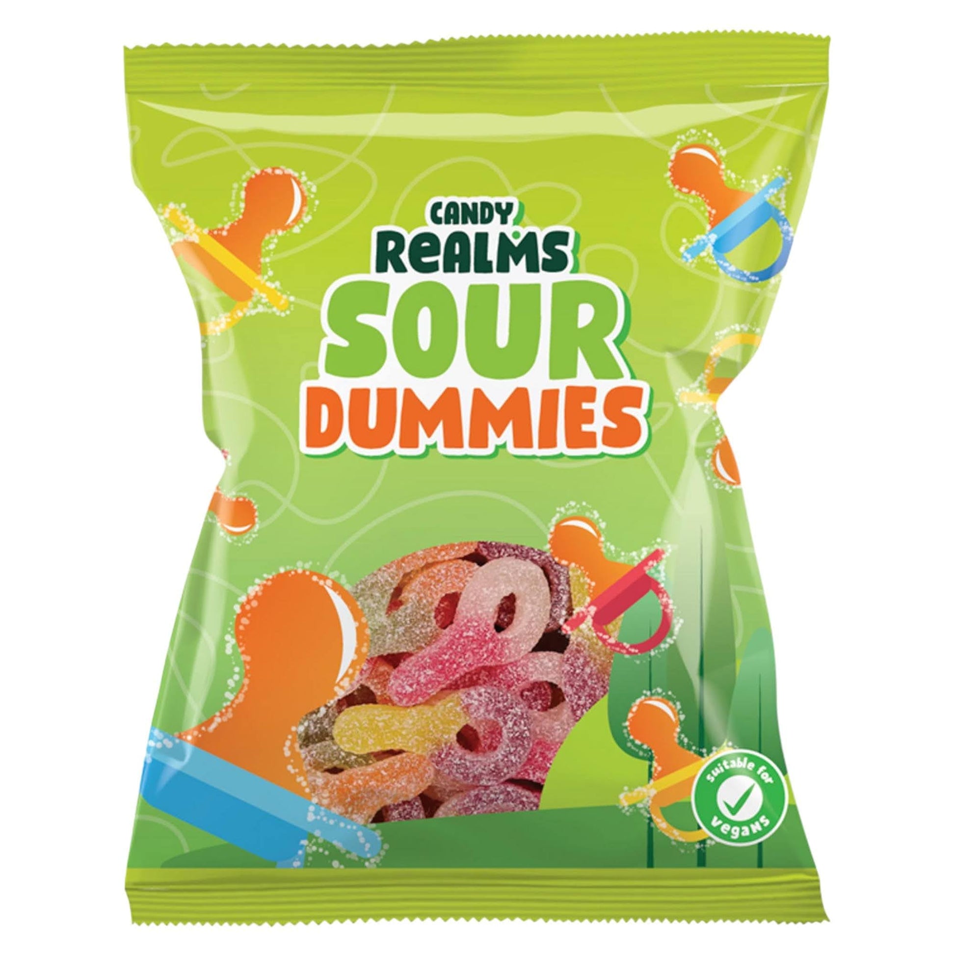 Candy Realms Sour Dummies Gummy Fizzy Sugar Coated Sweets 190g - 1x Share Bag - Caribou Candy