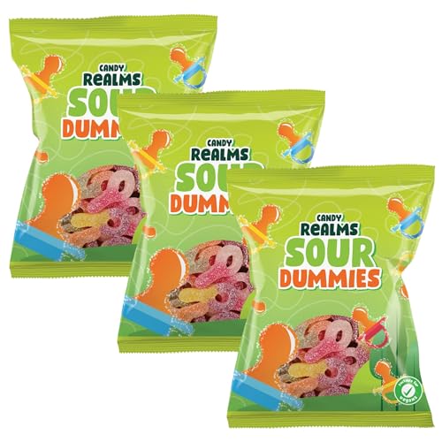 Candy Realms Sour Dummies Gummy Fizzy Sugar Coated Sweets 190g - 1x Share Bag - Caribou Candy