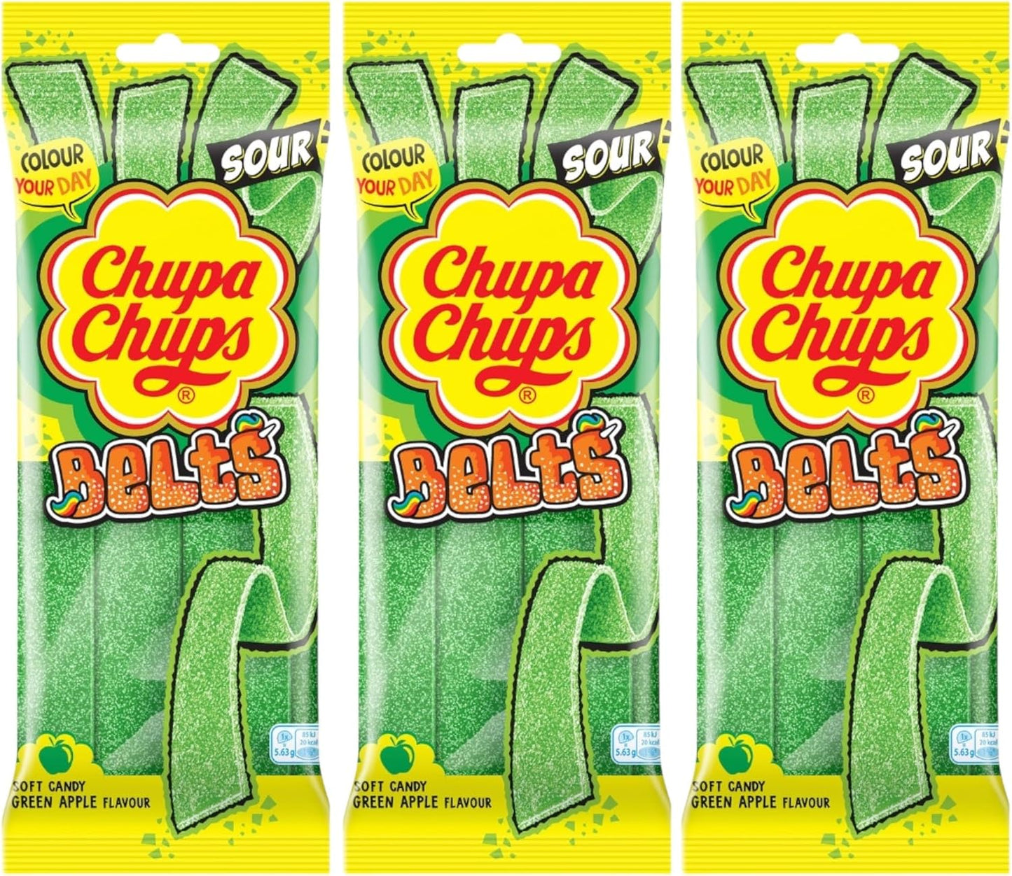 Chupa Chups Belts Sour Apple Strips - Share Bag - Caribou Candy