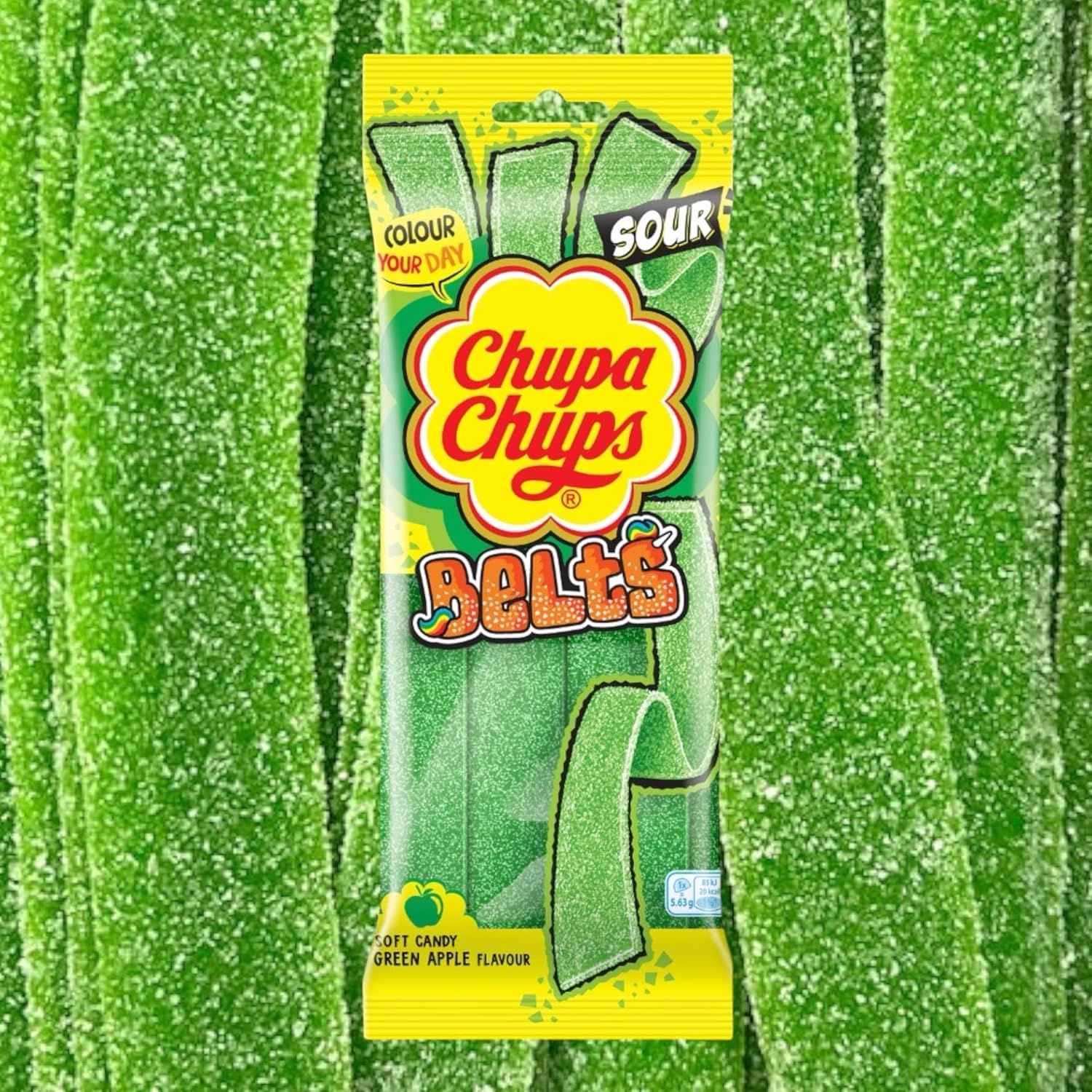 Chupa Chups Belts Sour Apple Strips - Share Bag - Caribou Candy